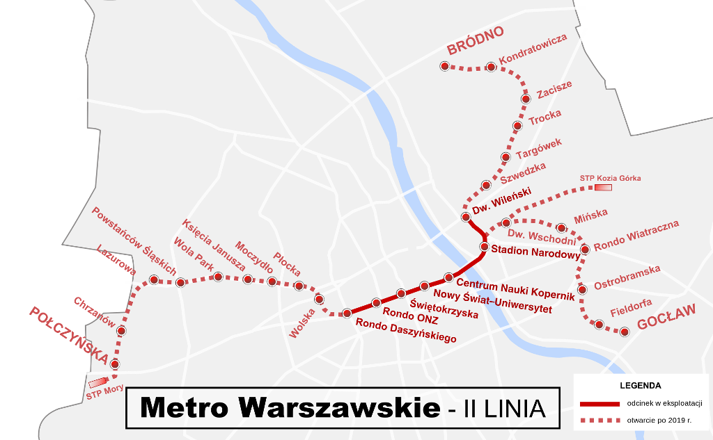 ワルシャワの地下鉄２号線が開通