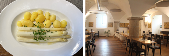 バスティオン・マリーのホワイトアスパラガス料理＆ホテルのレストラン