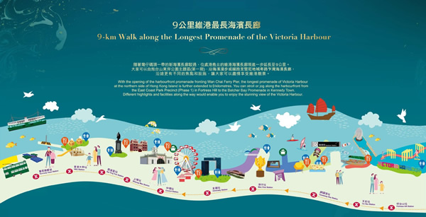 長さ９キロ　ビクトリアハーバー沿いに香港一長い遊歩道が誕生！