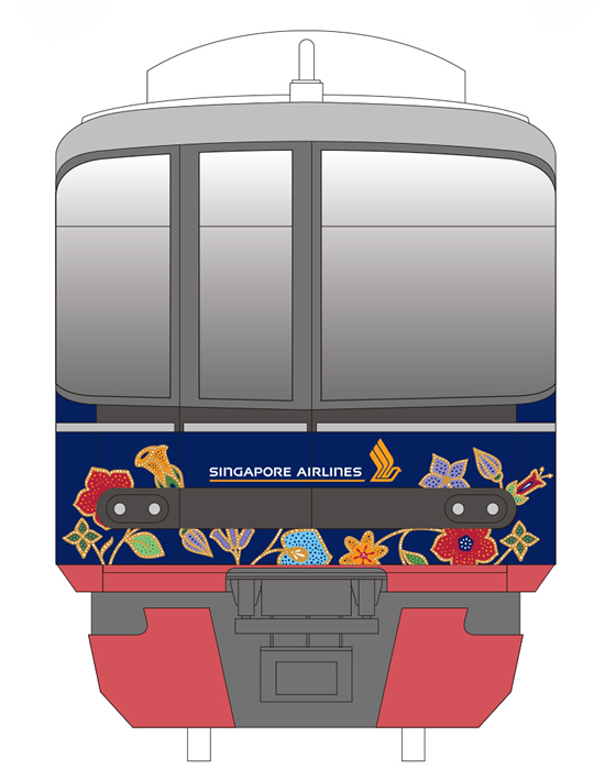 シンガポール航空、名古屋鉄道で特別デザインのマルチフルラッピング車体広告